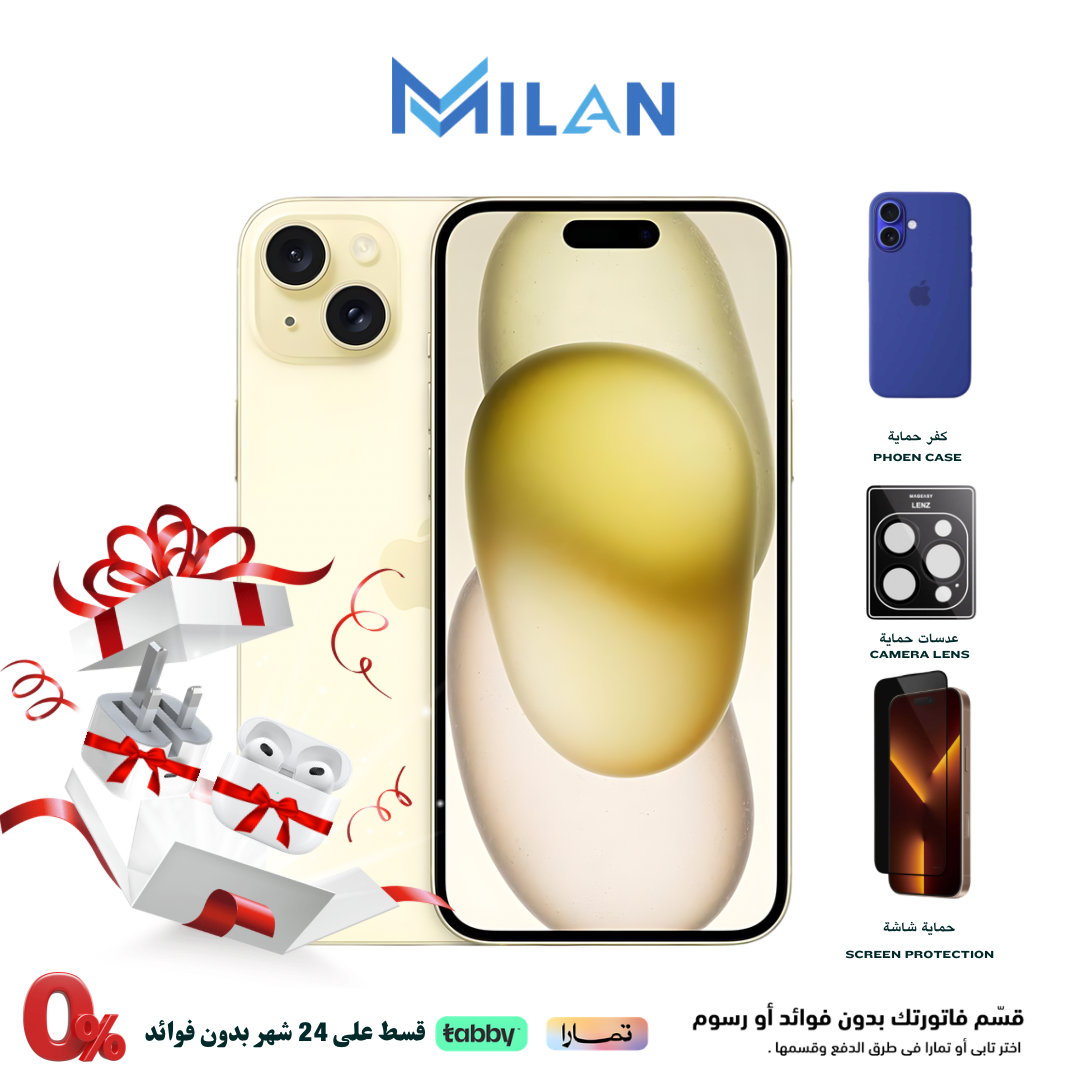 أبل ايفون 15بلس سعة 128 جيجا 5G - ضمان أبل سنتين