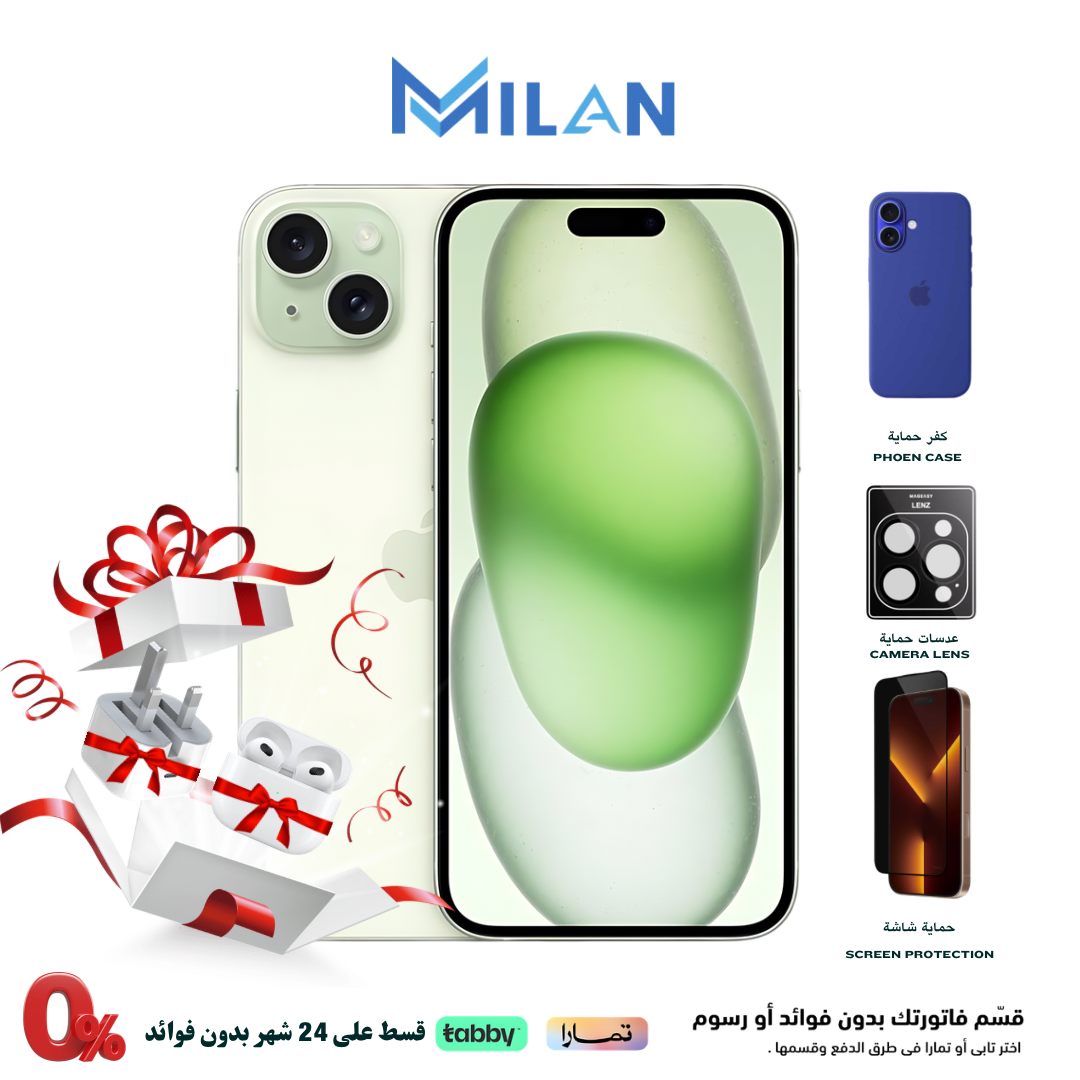 أبل ايفون 15بلس سعة 256 جيجا 5G - ضمان أبل سنتين